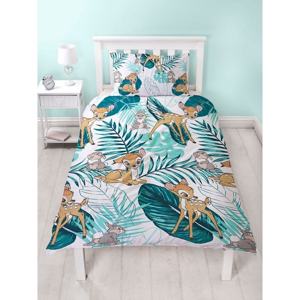 Bambi Palmblad Påslakan Set Enkelsäng Vit/Grön/Turkos White/Green/Turquoise Single
