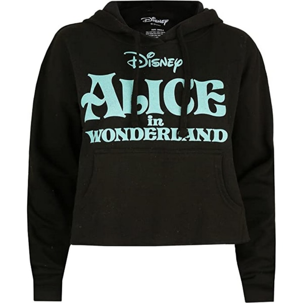 Alice In Wonderland Dam/Dam Logotyp Crop Hoodie XL Svart/Gre Black/Green XL