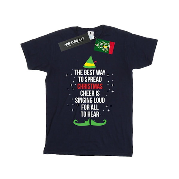 Elf Dam/Damer Julglädje Text Bomull Boyfriend T-Shirt Navy Blue M
