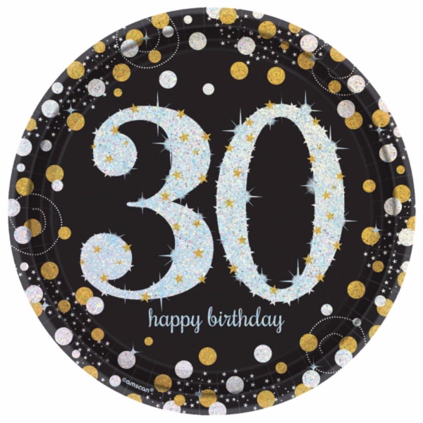 Amscan Sparkling Gold Celebration 30th Birthday Party Plates (P Gold One Size