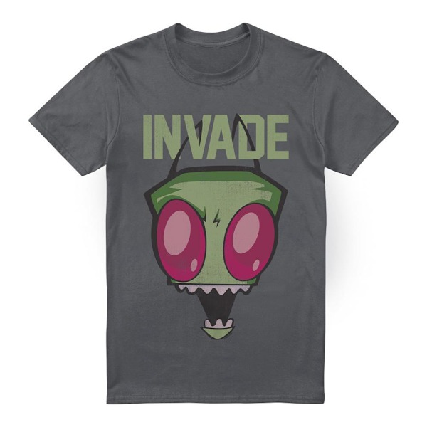Invader Zim Herr Invadera T-Shirt S Kolgrå Charcoal S
