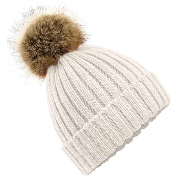 Beechfield Unisex Fur Pop Pom Chunky Beanie One Size Oatmeal Oatmeal One Size