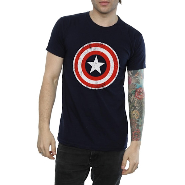 Marvel Herr Captain America Cracked Shield T-Shirt M Deep Navy Deep Navy M