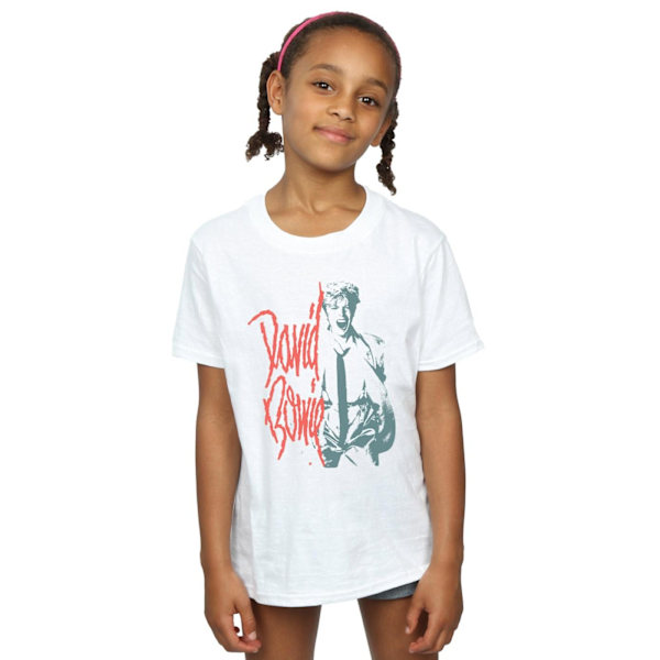 David Bowie Girls Mono Shout Bomull T-shirt 7-8 år Vit White 7-8 Years