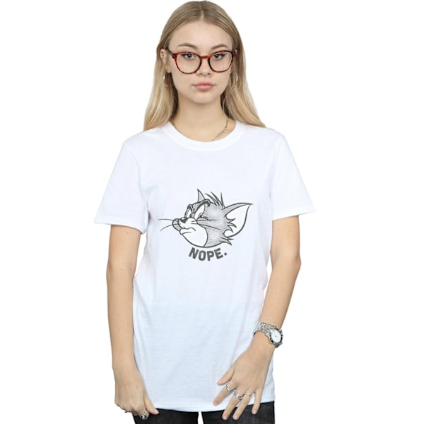 Tom och Jerry Dam/Dam Nope Face Bomull Boyfriend T-shirt White M