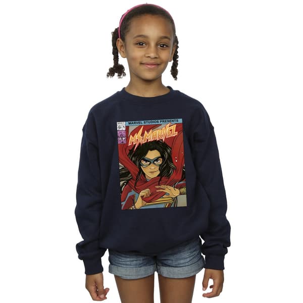 Marvel Girls Ms Marvel Comic Poster Tröja 12-13 År Marinblå Navy Blue 12-13 Years