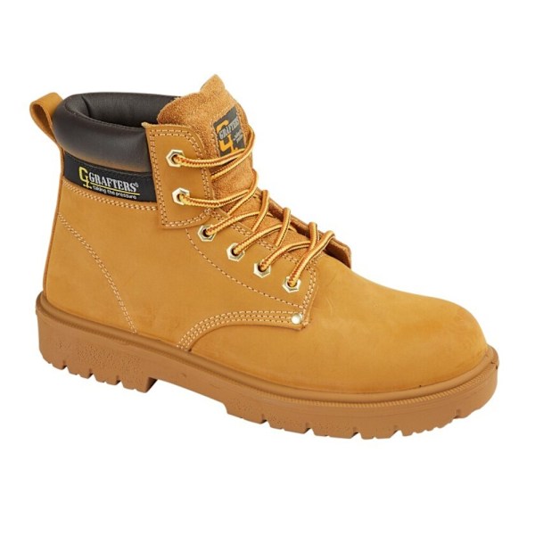 Grafters Herrar Lädersäkerhetsskor 6 UK Honung Honey 6 UK