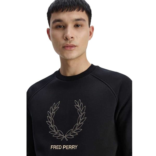 Fred Perry Herrtröja med broderad logotyp L Svart Black L