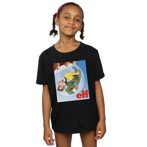 Elf Girls Snow Globe Poster Bomull T-shirt 12-13 år Svart Black 12-13 Years