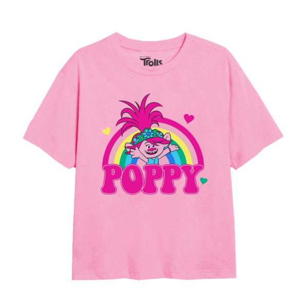 Trolls Girls Poppy Rainbow T-Shirt 7-8 år Ljusrosa Light Pink 7-8 Years