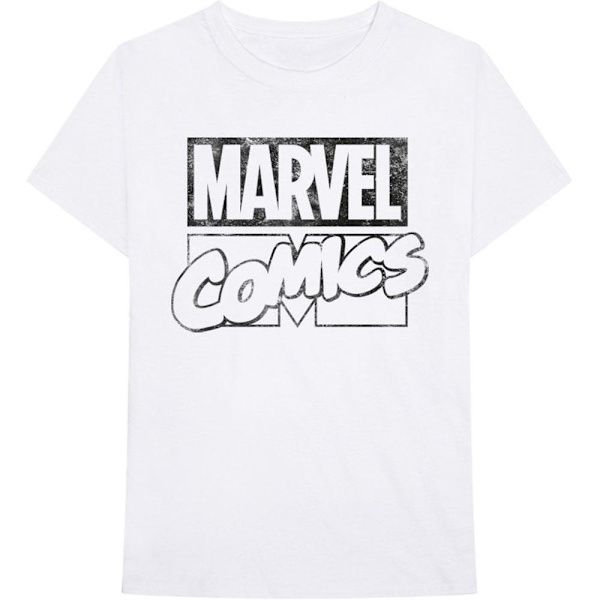 Marvel Comics Unisex Vuxen Logo Bomull T-shirt L Vit White L