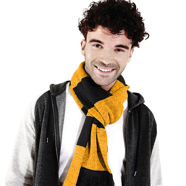 Beechfield Varsity Unisex Vinterhalsduk (Dubbelstickad) Black / Gold One Size