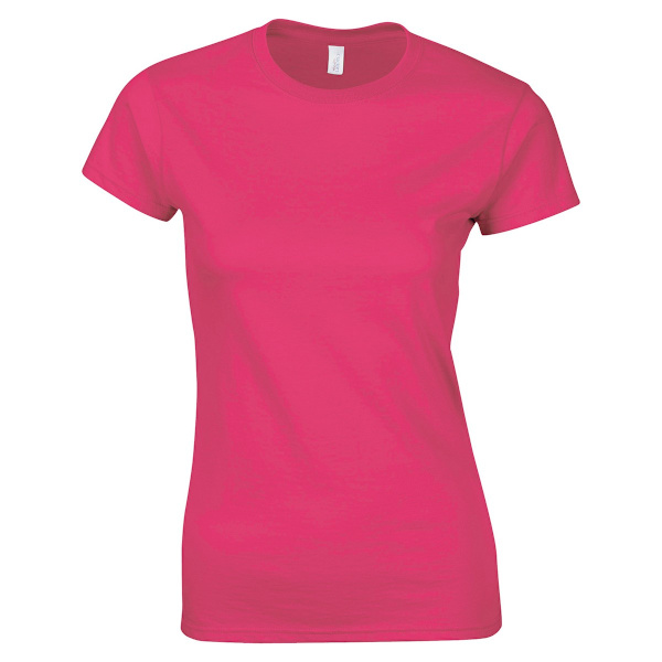 Gildan Womens/Ladies Softstyle Plain Ringspun Cotton Fitted T-Shirt Heliconia 10 UK