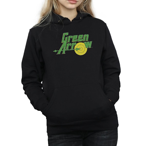 DC Comics Dam/Kvinnor Green Arrow Crackle Logo Hoodie L Svart Black L