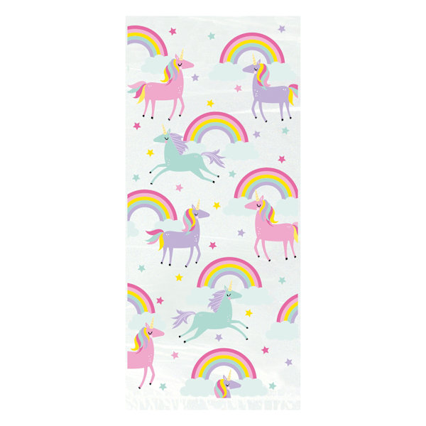 Unika fest Unicorn och regnbåge cellofanfestpåsar (förpackning om Multicoloured One Size
