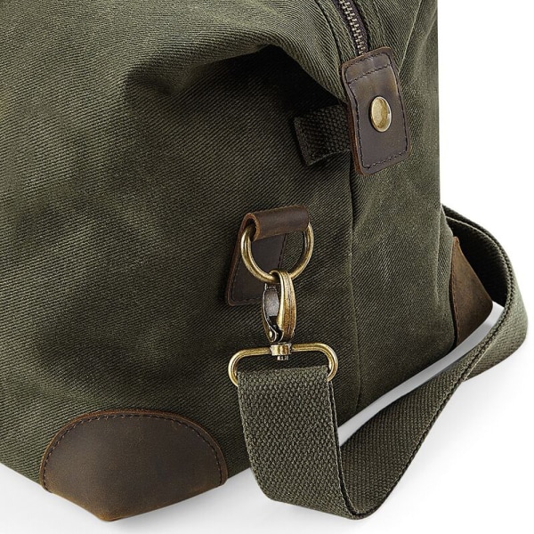 Quadra Heritage Läder Accent vaxad Canvas Holdall One Size Olive Green One Size