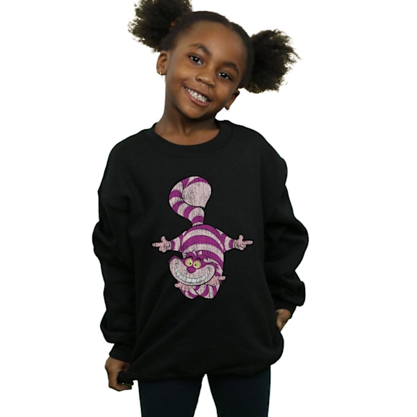 Disney Girls Alice In Wonderland Cheshire Cat Upside Down Sweatshirt Black 7-8 Years