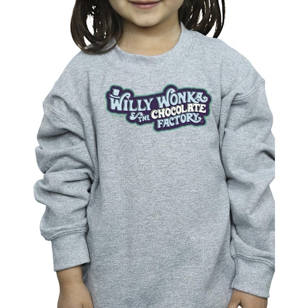 Willy Wonka Girls Chocolate Factory Logo Sweatshirt 3-4 år S Sports Grey 3-4 Years