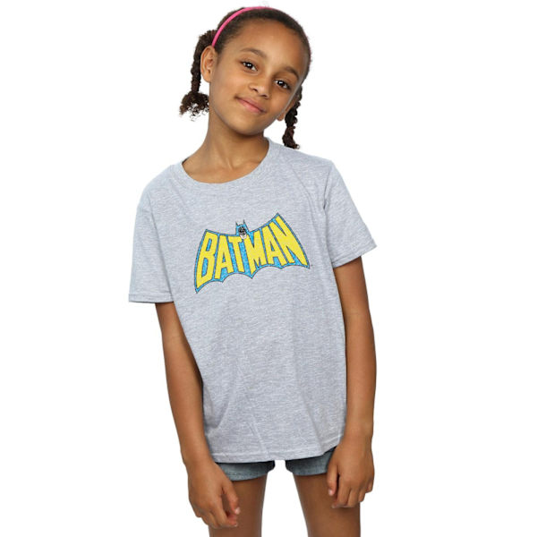 DC Comics Girls Batman Crackle Logo Bomull T-shirt 5-6 år Sp Sports Grey 5-6 Years