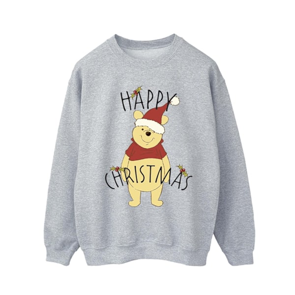 Disney Herr Winnie The Pooh Happy Christmas Holly Sweatshirt 5X Sports Grey 5XL