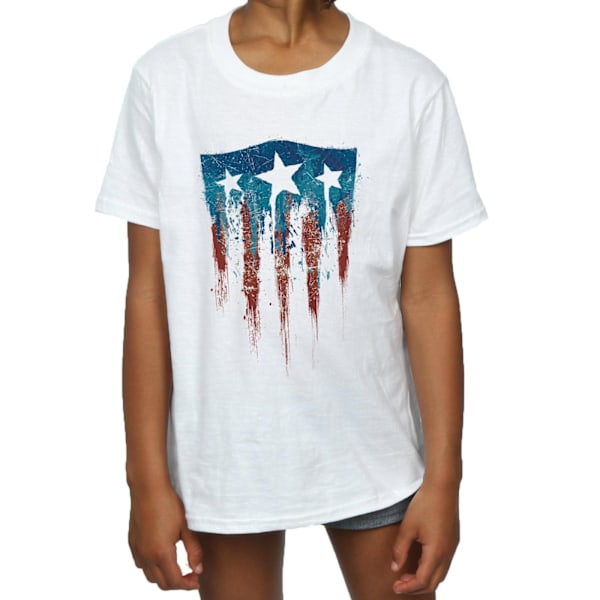 Marvel Girls Captain America Flag Shield Bomull T-shirt 12-13 år White 12-13 Years