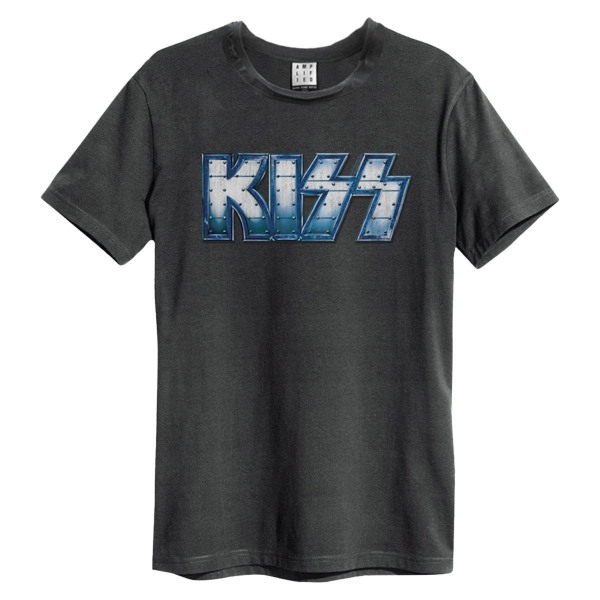 Amplified Unisex Adult Kiss Metal Logo T-Shirt L Charcoal Charcoal L