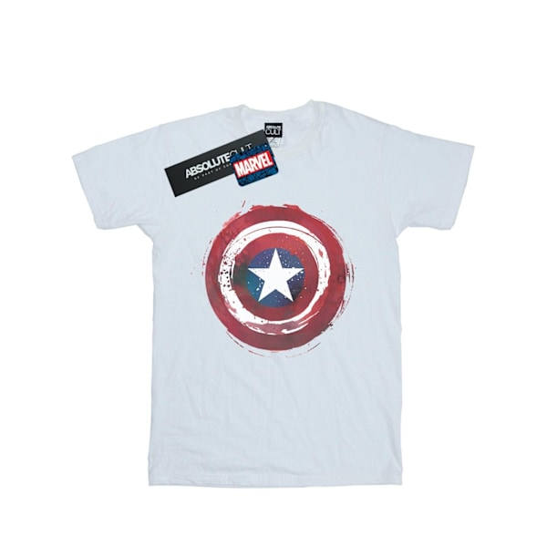 Marvel Girls Captain America Splatter Shield Bomull T-shirt 12- White 12-13 Years