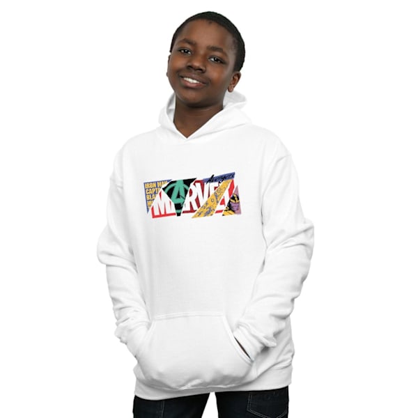 Marvel Boys Collage Logo Hoodie 7-8 år Vit White 7-8 Years