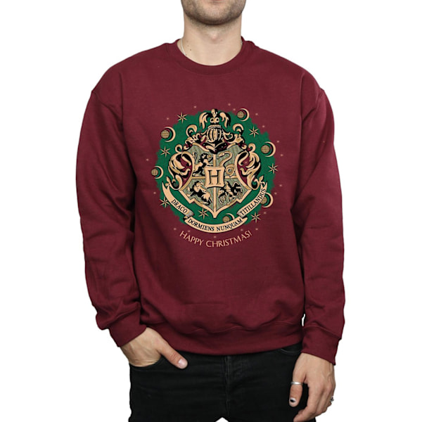 Harry Potter Julkrans Sweatshirt för Män L Burgundy Burgundy L