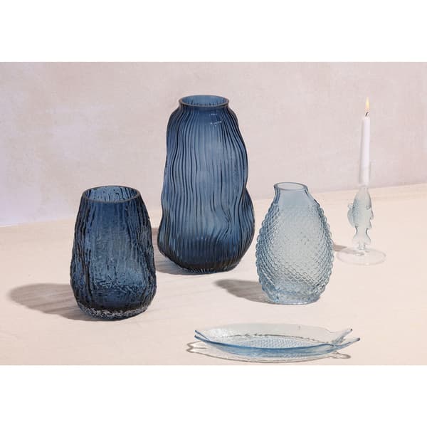 Hestia Blå Texturerad Glasvas En Storlek Blå Blue One Size