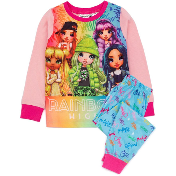 Rainbow High Girls Långärmad Pyjamas Set 3-4 År Flerfärgad Multicoloured 3-4 Years