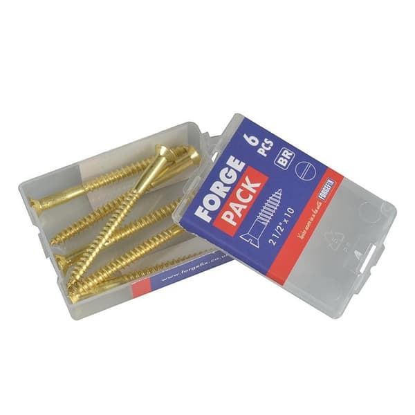 Forgefix Träskruvar, Spårskruv, Försänkt, Mässing 2.1/2in x 10 ForgePac Multi Colour 2.1/2in x 10 ForgePack 6