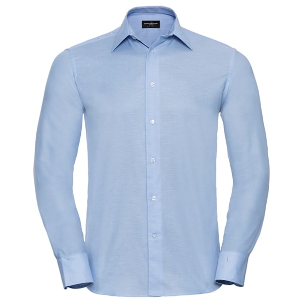 Russell Collection Herr Oxford Lätt-Skötsel Skräddarsydd Långärmad Oxford Blue 19.5in