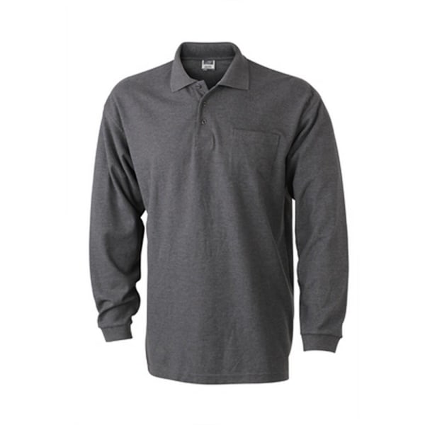 James och Nicholson Unisex Långärmad Pique Polo 3XL Antracit Anthracite Grey 3XL