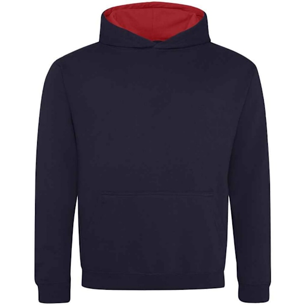 Awdis Barn/Kids Varsity Hoodie 12-13 År Ny Fransk Marinblå New French Navy/Fire Red 12-13 Years
