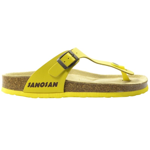 Sanosan Dam/Kvinna Geneve Läder Flip Flops 4 UK Gul Yellow 4 UK