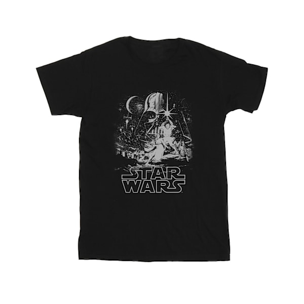 Star Wars Girls New Hope Poster Bomull T-shirt 9-11 år Svart Black 9-11 Years