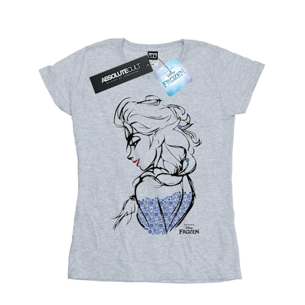 Disney Dam/Kvinnor Frozen Elsa Sketch Mono Bomull T-shirt S H Heather Grey S