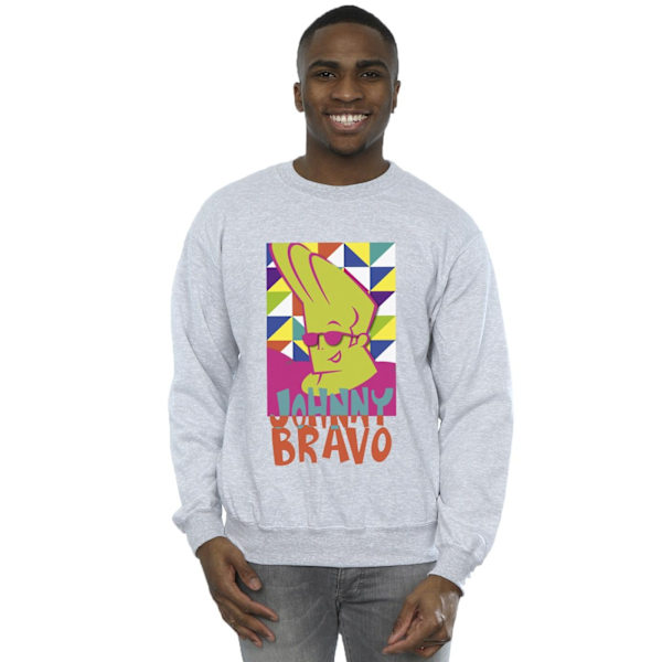 Johnny Bravo Herr Multi Triangles Pop Art Sweatshirt L Sports G Sports Grey L