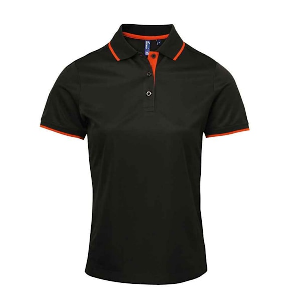 Premier Dam/Dam Coolchecker Kontrast Pique Poloshirt M B Black/Orange M