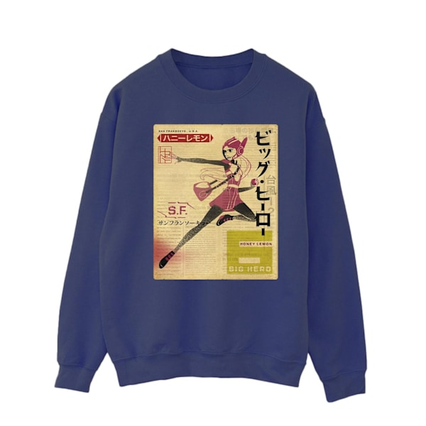 Disney Herr Big Hero 6 Baymax Honey Lemon Newspaper Sweatshirt Navy Blue S
