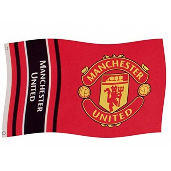 Manchester United FC Ordmärke Ränder Flagga 150 x 90 cm Röd Red 5 x 3ft