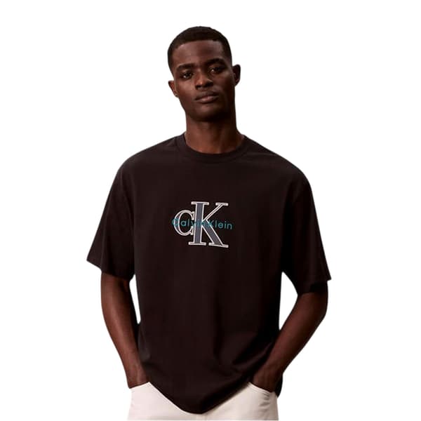 Calvin Klein Herr Text Logotyp T-shirt M Svart Black M