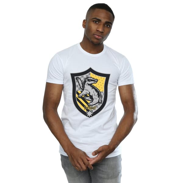 Harry Potter Herr Hufflepuff Crest Flat T-Shirt S Vit White S