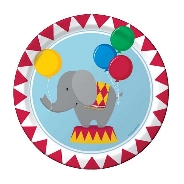 Kreativa festpapper Cirkus middagstallrik (förpackning om 8) En storlek M Multicoloured One Size