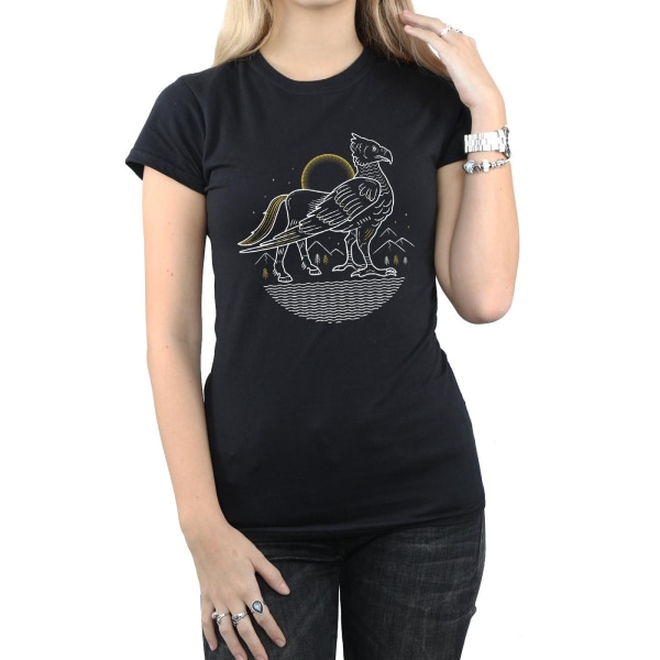 Harry Potter Buckbeak Line Art T-shirt i bomull för dam/dam L B Black L