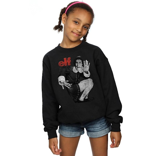 Elf Girls Mono Distressed Poster Sweatshirt 7-8 år Svart Black 7-8 Years