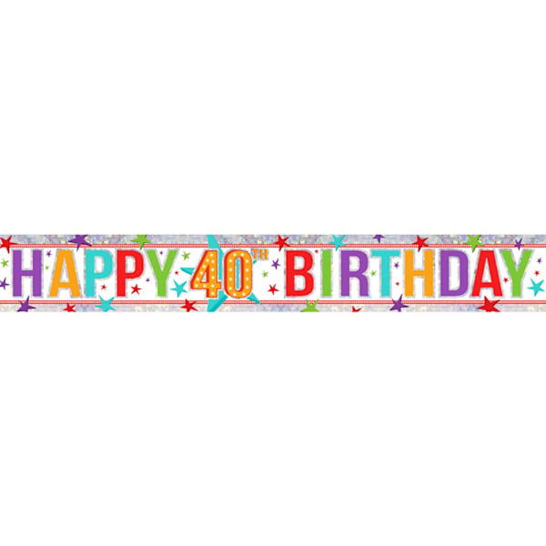 Amscan Holografisk Foliebanner Grattis på 3-årsdagen Flerfärgad Multicoloured Happy 3rd Birthday