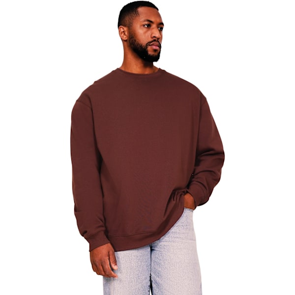 Casual Classics Herr Ringspun Bomull Hög Överdimensionerad Sweatshirt Chocolate S