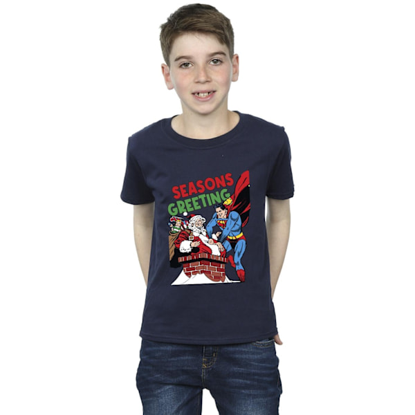 DC Comics Boys Superman Santa Comic T-Shirt 7-8 år Marinblå Navy Blue 7-8 Years